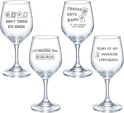 Qinyoung 4 Pcs 10 oz Mahjong Cups Wine Glass Mahjong Accessories and Gifts by Qinyoung