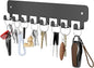 pickpiff Key Holder Wall Mount, Adhesive Key Rack with 8 Hooks Hanger for Car Key Ring, Metal Key Chain Organizer, Black 1 Pack
