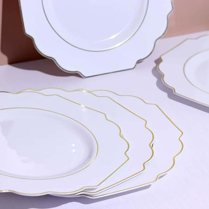 White Hard Plastic Dinner Plates, 50 Pack 11" Disposable Round Baroque Plates - Image 7
