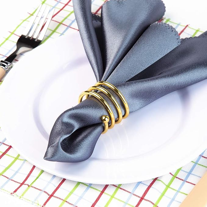 6Pcs Gold Napkin Rings Round Napkin Ring Set of 6 Napkin Holders - Image 6