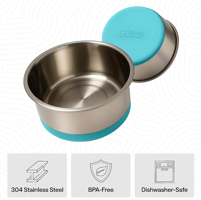 GORILLA GRIP Dog Bowls, Food Grade 304 Stainless Steel Holds 2 Cups Each Food - Image 6