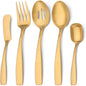 O.C.E. 5-Piece Matte Gold Serving Flatware Silverware Set, Utensil Set of by OCEExquisitesilverware