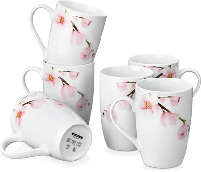 VEWEET Floral Coffee Mugs Set of 6, 16 OZ Large Handle Ceramic Mugs, ANNIE | by VEWEET