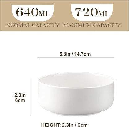 MALACASA 24 OZ Cereal Bowls, Porcelain Soup Oatmeal Bowls Set of 6, Kitchen - Image 2