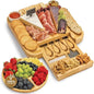Leaf & Grain Charcuterie Board Set with Accessories Drawer - Real Bamboo Cheese Board & Stainless Steel Knife Set, Large Meat & Cheese Platter for Parties & Gifts - Natural