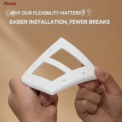 AIDA 2-Gang Decorative Wall Plates, 4.88" H x 4.94" L - Unbreakable Thermoplastic Faceplate Cover for Outlets and Switches, UL Listed - (10 Pack, Glossy White)