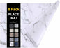 homing Faux Leather Heat Resistant Placemats 8 Packs, Waterproof Wipeable Dining PU Place Mats for Indoor & Outdoor, Easy to Clean, Marble
