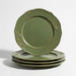 salad plates set of 4, 10.5 inch Reactive Glaze Stoneware Dinner Dish Set for Dessert, Salad, Appetizer, platos de ceramica Dishwasher & Oven Safe, Scratch Resistant-Olive-drab Green