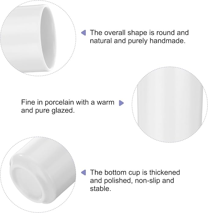 HARFINGTON 2pcs Japanese Ceramic Tea Cups 8oz / 240ml Simple Solid Color No - Image 4