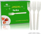 GreenWorks 200 Count Heavy-duty Compostable Forks, BPI Certified Large Disposable Cutlery Flatware Utensils Fork