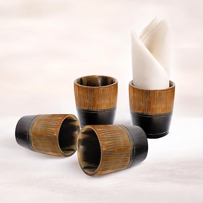 Handicrafts Home Viking Horn Shot Glasses Set of 4, Handmade Natural Ox Horn - Image 8