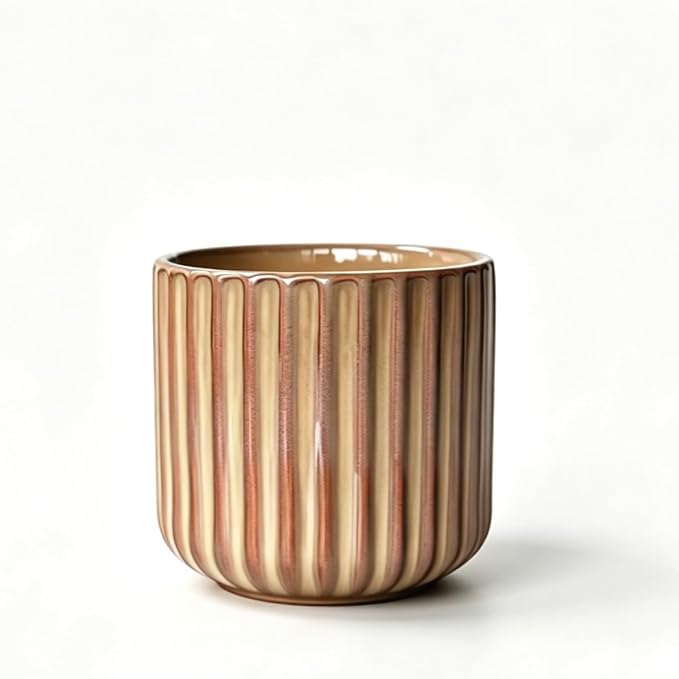 Japanese Ceramic Mug, Vintage Tea Cup 6oz Striped Cup No Handle Drinking Cup by Unknown