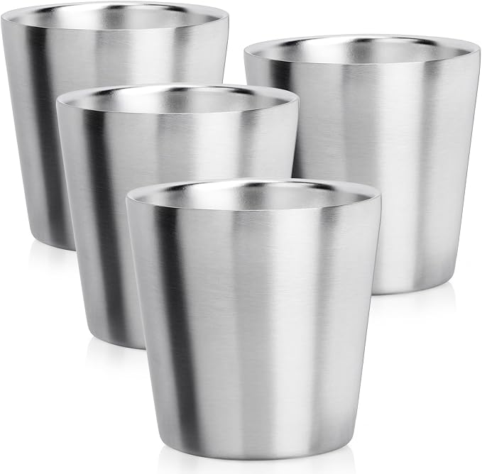 Beasea Stainless Steel Cups 6 oz, 4 Pack Small Stainless Steel Tumbler Bulk by Beasea