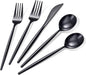 Rubtlamp 90Pcs Plastic Black Silverware, Disposable Cutlery, Utensils Heavy Duty include 30 Disposable Knives,60 plastic Forks and Spoons, Black Cutlery For Party