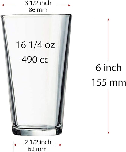 Set of 12 - Drinking Glasses 16 oz Highball Glasses Water Glass Cups Pint Glass Beer Glass Tumblers Bar Glass Design for Home and Kitchen