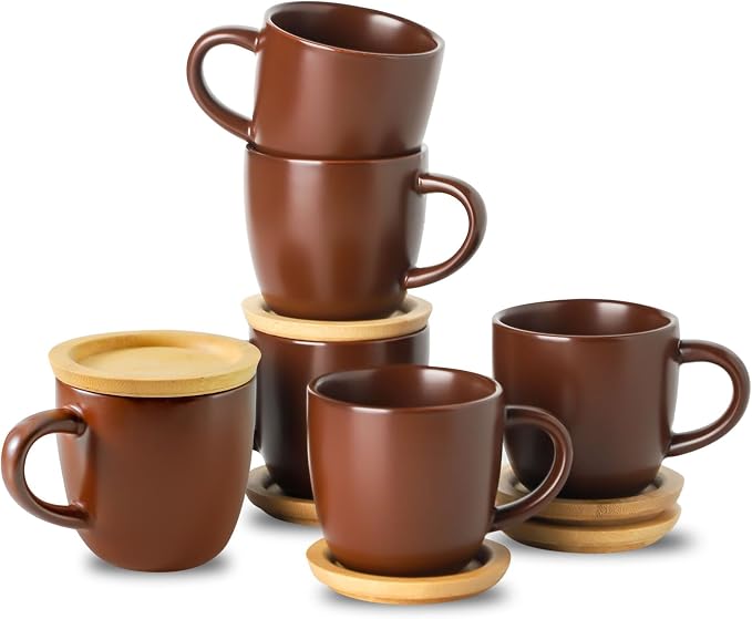 Hasense Stackable Porcelain Mini Espresso Cups and Saucers Set of 6, 4 OZ by Hasense