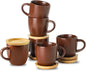 Hasense Stackable Porcelain Mini Espresso Cups and Saucers Set of 6, 4 OZ by Hasense