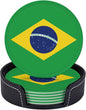 6 Pack Brazil Flag Leather Coaster by GTEVUTS