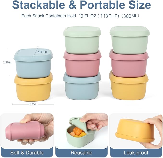 8 pcs 10 oz Silicone Snack Containers - Image 2