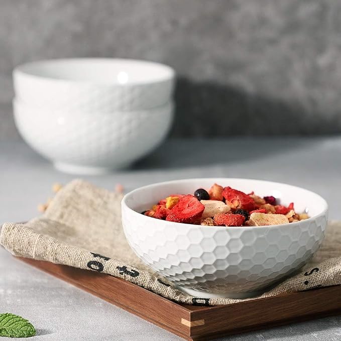 Buyajuju Cereal Soup Bowls, 20 Ounce White Bowls Set Porcelain Bowls - Image 4