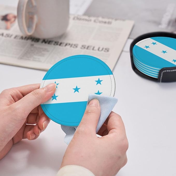 6 Pack Honduras Flag Leather Coaster - Image 6