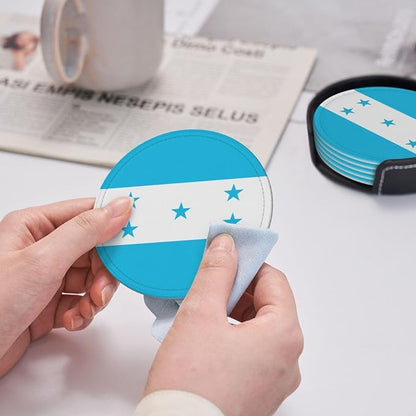 6 Pack Honduras Flag Leather Coaster - Image 6