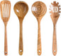 Acacia Wooden Utensil Set, 4 Piece Wood Kitchen Utensils | Includes Spaghetti by MAXCOOK