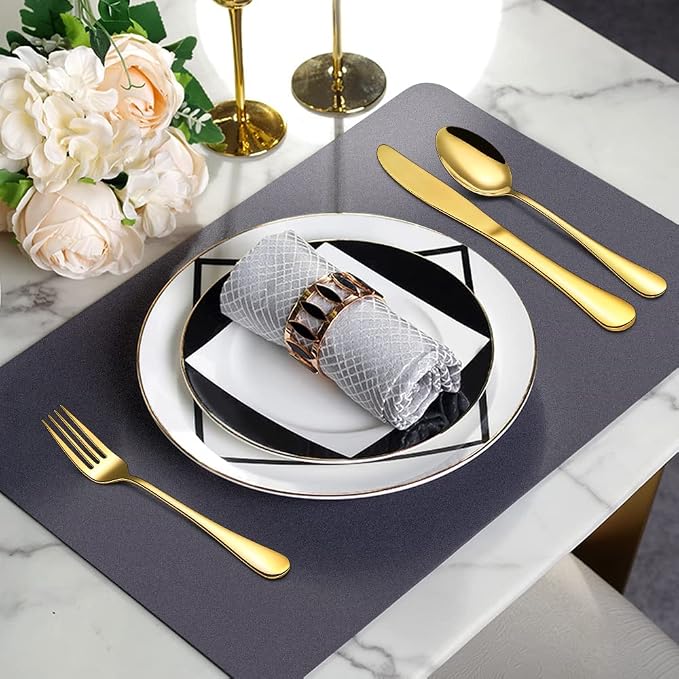 Gold Silverware Flatware Set for 8, 40 Piece Stainless Steel Cutlery Set - Image 5
