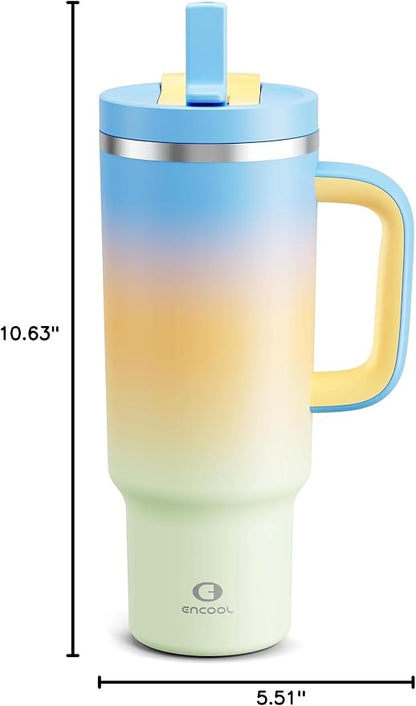 ENCOOL 40 oz Tumbler with Handle and Straw: Stainless Steel Insulated Tumbler - Image 9