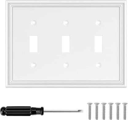 Decorative Wall Plate Light Switch Cover Decorator Outlet Covers Rocker Switch Plates Bamboo Fiber Material Wall Plates for Kitchen Bathroom (3 Gang Triple Toggle-1 Pack)