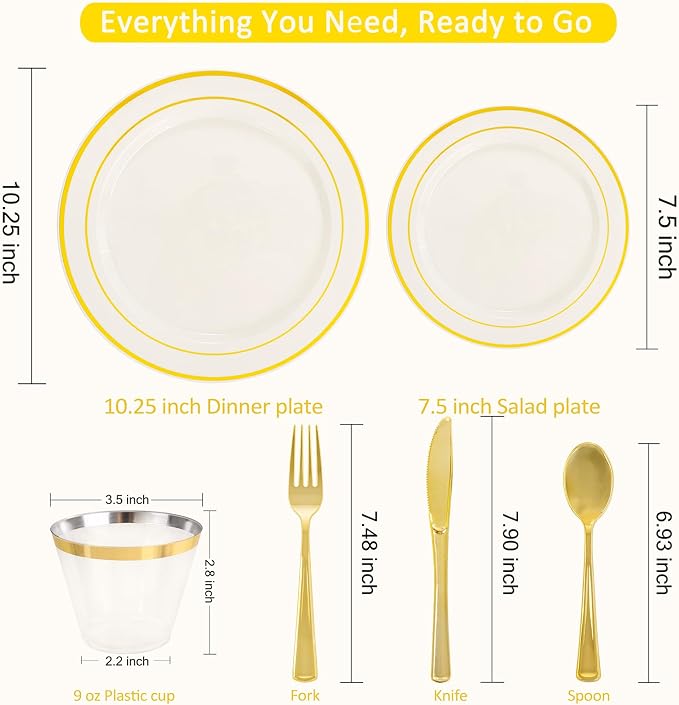 WELLIFE 350PCS Ivory Plastic Plates - Image 2
