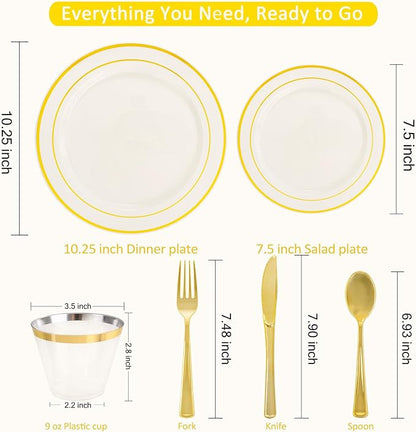 WELLIFE 350PCS Ivory Plastic Plates - Image 2
