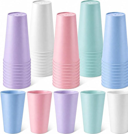 Yungyan 50 Pcs Unbreakable Plastic Cups 16oz Thickened Reusable Plastic Cup by Yungyan