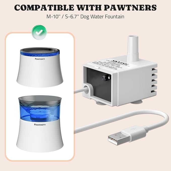 Pawtners Replacement Pump for 10in/6.7in Dog Fountain, Replacement Pump - Image 2