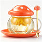 Mushroom Tea Cup Set, Cute Glass Tea Cups and Saucers, Kawaii Teacup by Unknown