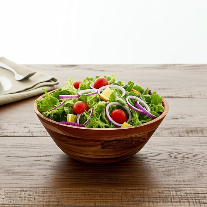 11-Inch Acacia Wood Salad Bowl, 1500 Cubic cm Volume, 1.5 Liter Capacity - Image 2