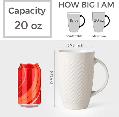 AmorArc 20 oz Large Coffee Mugs Set of 6, Tall Ceramic Coffee Cups | 3 Assorted - Image 3