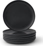JoyJolt Mesa Stoneware Dinner Plates Set of 6, 10.5" Dish Set, Dishwasher and Microwave Safe Plate Set, Modern Rustic Dinnerware, Kitchen Serving Dishes - Matte Black