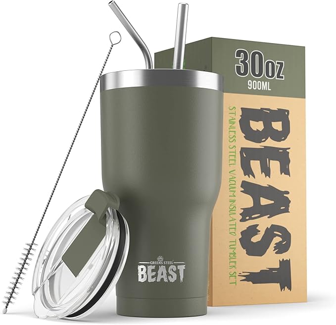 Beast 30 oz Tumbler Stainless Steel Vacuum Insulated Coffee Ice Cup Double Wall by GreensSteel