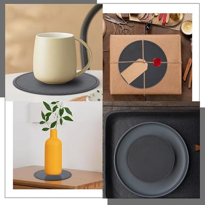 6PCS 4 Inch PU Leather Coasters - Image 4