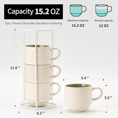 JIEMEI HOME Large Ceramic Coffee Mug Set of 4 - Image 5