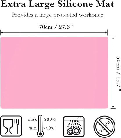 Gartful Pink Oversize Silicone Mat 27.6" x 19.7", Silicone Sheet for Crafts, Nail Arts, Painting, Epoxy Resin Jewelry Casting Mat, Countertop Protector, Table Placemat Pad, Nonstick Nonskid