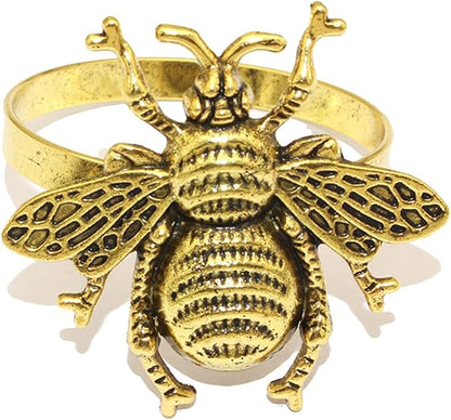 Bee Napkin Rings Set of 12 Antique Gold Bumblebee Napkin Holders - Image 8