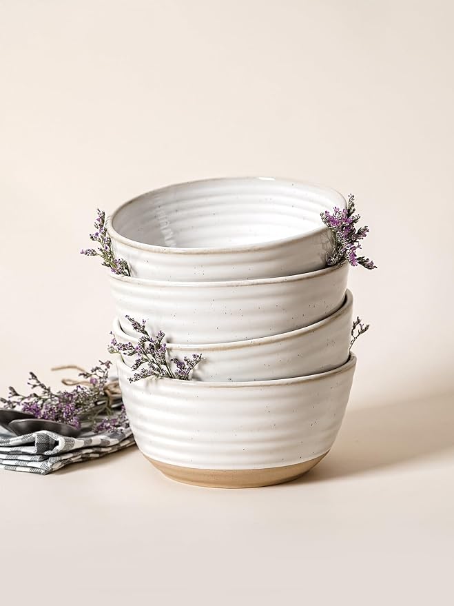 LE TAUCI Cereal Bowls Set of 4, Ceramic Soup Bowl 28 oz, Stoneware Kitchen Bowl - Image 6