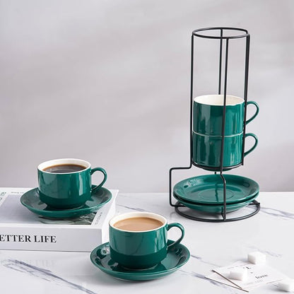 YOLIFE 8oz Porcelain Stackable Cappuccino Cups - Image 4