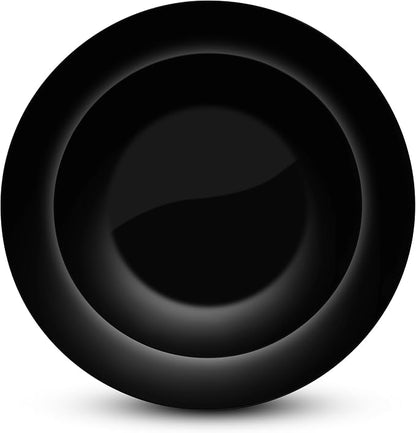 100 Black Plastic Plates Set, Elegant Fancy Heavy Duty - Image 2