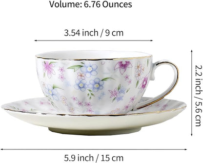 fanquare Country Style Floral Tea Cup and Saucer Set, 6 Ounces Cappuccino - Image 6