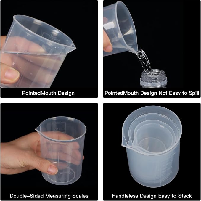 5 Pack Plastic Measuring Jugs, Transparent Lab Graduated Beakers, Heat - Image 5