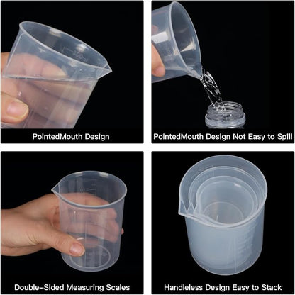 5 Pack Plastic Measuring Jugs, Transparent Lab Graduated Beakers, Heat - Image 5