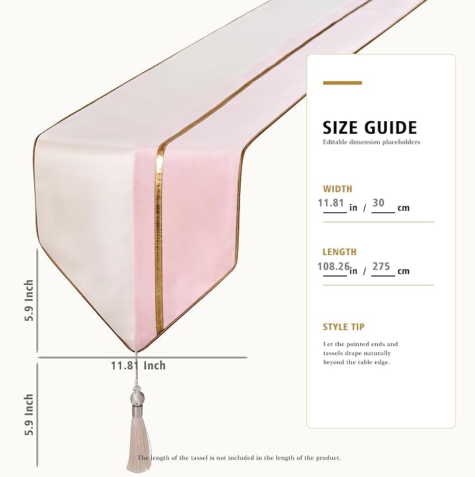 Avigers Table Runner 12 x 108 Inch, Ice Berry Powder White, Geometric | Faux - Image 2